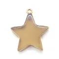 Macro shot of striped agate star pendant with gold plated edges for DIY jewelry making - Light Coffee Style (5#)