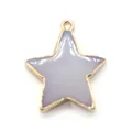 Close-up of a star-shaped purple striped agate pendant with gold plated edges and loop - Light Purple Style (4#)