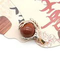Golden dragon claw pendant featuring a brown natural stone bead for DIY jewelry making - Gold Sandstone