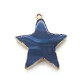 Close-up of blue striped agate star pendant with gold-plated edge and top loop detail - Deep Blue Striped Style (1#)