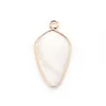 Elegant shield-shaped pendant with white natural stone and gold-plated metal frame - White Agate Pattern (1#)