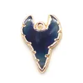 Foto macro de colgante de corazón azul oscuro con textura de ágata y bordes dorados - 20x30mm / Azul Oscuro (N° 3)