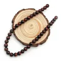 Perle tonde in occhio di tigre rosso lucido su base di legno per gioielli fai-da-te - Occhio di Tigre Rosso (No.7)