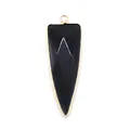 Arrowhead black natural stone pendant with gold-plated edges for DIY jewelry making - Black Agate