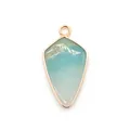 Shield-shaped turquoise pendant with gold plated frame and bail for DIY jewelry - Amazonite