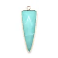 Long triangle natural stone pendant in light blue turquoise with golden electroplated edge - Amazonite Texture(6)