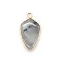 Teardrop tiger eye stone pendant with gold metal frame and hanging loop connector - Flash Stone (Labradorite)