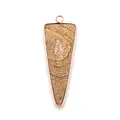 Triangle wooden grain natural stone pendant with rose gold plated metal frame - Jasper