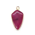 Elegant pink shield-shaped natural stone pendant with gold-plated rim for DIY jewelry - Rose Red Dyed Stone (6#)