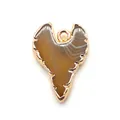 Colgante de ágata con forma de cabeza de toro y bordes dorados para joyas - 20x30mm / Marrón (Nº 1)