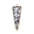 Triangle natural stone pendant with spotted texture and gold plated metal edge - Azurite