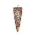 Natural triangular stone pendant with gold plating and unique mineral texture - Earthy Red Stone(14)