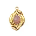 Macro detail of a gold spiral pendant featuring an oval purple natural stone inlay - 15x23mm (ai-1 Piece/Pack) / Light Purple Stone