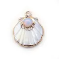 Elegant scallop pendant in rose gold finish with natural shell and opal-style stone - Opal