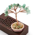 Detalle del árbol de la vida artesanal con hojas de aventurina verde y alambre de latón - Aventurina Verde