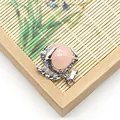 Pendaglio ad artiglio di drago argento con perla di cristallo rosa su bamboo - Quarzo rosa