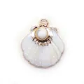 Elegant gold-plated shell pendant with natural white stone inlay and pearl finish - Howlite