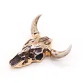 Detailed view of resin bull skull pendant with gold plating and natural stone texture - 46x50mm / Stone Texture (No.4)