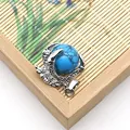 Ciondolo artiglio di drago con perla in turchese blu-verde e finitura in argento - Turchese Blu Scuro