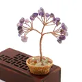 Mini árbol de cristal de amatista con tronco de alambre de cobre para decoración de mesa - Amatista