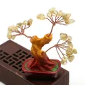 Detalle de árbol de fortuna en citrino con ramas de alambre y base de resina cuadrada - Citrino