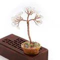 Mini árbol de cristal blanco hecho a mano con tronco de cobre y base de cesta - Cristal de roca