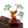 Árbol de la fortuna de cristal verde con ramas de alambre y base de resina hogar - Aventurina Verde