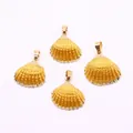 Natural scallop shell pendant with electroplated gold edges and polished finish - Bright Gold