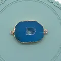 Detail van blauwe agaat plak connector met vergulde randen voor DIY-sieraden maken - Blauw (Nr. 2)