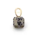 Detail of Dalmatian Jasper square pendant with decorative gold plated bail and spots - Dalmatian Jasper