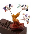 Árbol de piedras naturales con hilo de cobre y base de resina para decoración - Multicolor