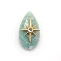 Faceted teardrop Amazonite stone pendant with a gold north star and zircon inlay - Amazonite Teardrop Pendant (1003-T250705008) / Amazonite