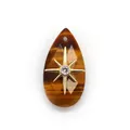 Faceted tiger eye teardrop pendant with gold star inlay and small center zircon - Tiger Eye Teardrop Pendant (1003-T250705008) / Tiger's Eye