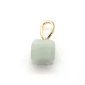 Macro detail of square green stone pendant with rose gold milgrain textured metal ring - Green Aventurine
