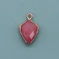 Fuchsia kite-shaped natural stone pendant with rose gold plated bezel and bail - Shield Shape Pendant (1003-T250705018) / Rose Quartz