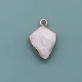 Kite-shaped natural stone pendant with white purple texture and gold plated edges - Shield Shape Pendant (1003-T250705018) / Howlite
