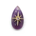 Waterdrop-shaped purple amethyst pendant with golden star detail and crystal inlay - Amethyst Teardrop Pendant (1003-T250705008) / Purple Crystal