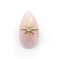 Pendente in pietra naturale rosa sfaccettata con stella dorata e piccolo cristallo - Quarzo rosa