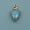 Shield-shaped light blue natural stone pendant with gold electroplated faceted edges - Shield Shape Pendant (1003-T250705018) / Light Blue Stone