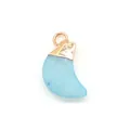 Pendentif lune en opale bleu clair facettée avec bélière dorée pour bijoux DIY - Calcédoine Bleue