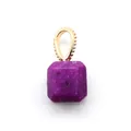 Purple natural stone sugarloaf pendant with gold beaded bail for jewelry making - Purple Jade