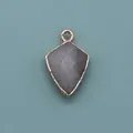 Shield-shaped spotted natural stone pendant with gold plated trim and top bail ring - Shield Shape Pendant (1003-T250705018) / Grey Agate