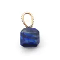 Square lapis lazuli stone pendant with gold beaded ring bail and blue natural texture - Lapis Lazuli