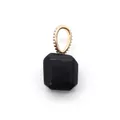 Natural black stone square pendant with gold beaded bail for DIY jewelry necklace - Black Agate