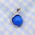 Dolphin-shaped silver pendant with a polished blue cat eye stone bead for DIY jewelry - 14x23mm / Blue Chalcedony
