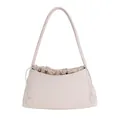 Elegante borsa a spalla intrecciata bianco crema con chiusura a coulisse da donna - Bianco
