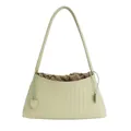 Borsa baguette intrecciata verde chiaro con coulisse dal design a trapezio minimal - Verde