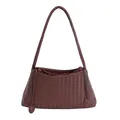 Borsa a tracolla in pelle intrecciata marrone scuro con chiusura a coulisse - Marrone