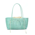 Panier tressé main vert menthe avec pochette intérieure à cordon amovible - Vert