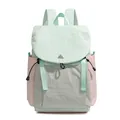 Sac à dos camping imperméable en nylon froissé avec design colorblock menthe et rose - Vert et Gris